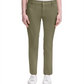 Calça feminina Calvin Klein Stretch com zíper e bolsos, cintura média, justa, perna reta, verde, tamanho 12