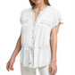 Blusa Calvin Klein Feminina com Botões Frontais e Acabamento Contrastado, Branca, Tamanho X-G