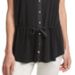 Blusa Calvin Klein Feminina Manga Curta Cintura Cintura Alta Botões Frontais Preta Tamanho P
