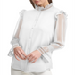 Blusa Calvin Klein Feminina Chiffon com Babados, Branca, Tamanho Grande
