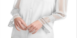 Blusa Calvin Klein Feminina Chiffon com Babados, Branca, Tamanho Grande