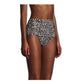 Calvin Klein Calcinha de Biquíni Feminina Cintura Alta Plissada com Estampa Animal e Maiô Preto Tamanho Médio