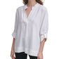 Camisa Calvin Klein Feminina Gola V Franzida Branca Tamanho Médio