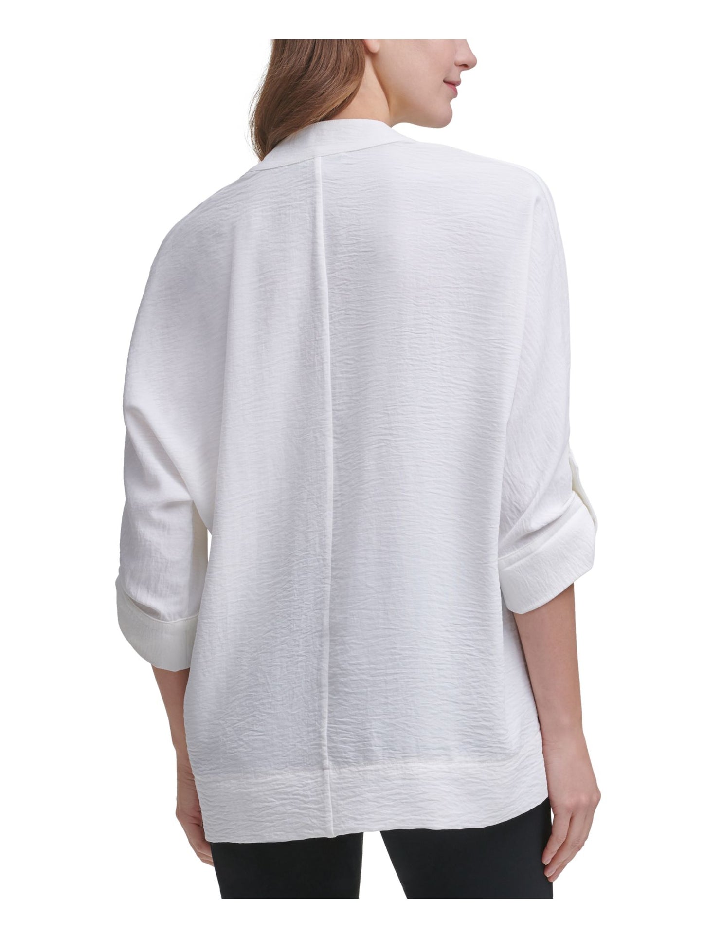 Camisa Calvin Klein Feminina Gola V Franzida Branca Tamanho Médio