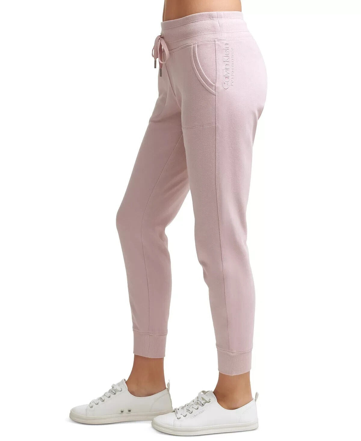 Calça de moletom feminina Calvin Klein Performance com forro de lã, rosa, tamanho grande