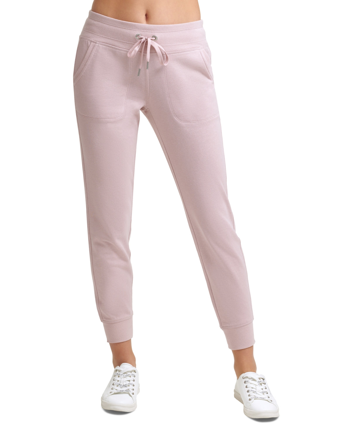 Calça de moletom feminina Calvin Klein com forro de lã, rosa, tamanho médio