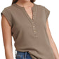 Calvin Klein Feminino Manga Curta Henley Verde Tamanho X-G