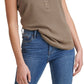 Calvin Klein Feminino Manga Curta Henley Verde Tamanho Médio