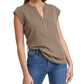 Calvin Klein Feminino Manga Curta Henley Verde Tamanho Médio