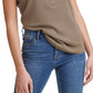Calvin Klein Feminino Manga Curta Henley Verde Tamanho P