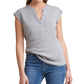Calvin Klein Manga Curta Henley Cinza Feminino Tamanho Grande