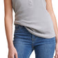 Calvin Klein Manga Curta Feminina Henley Cinza Tamanho Médio