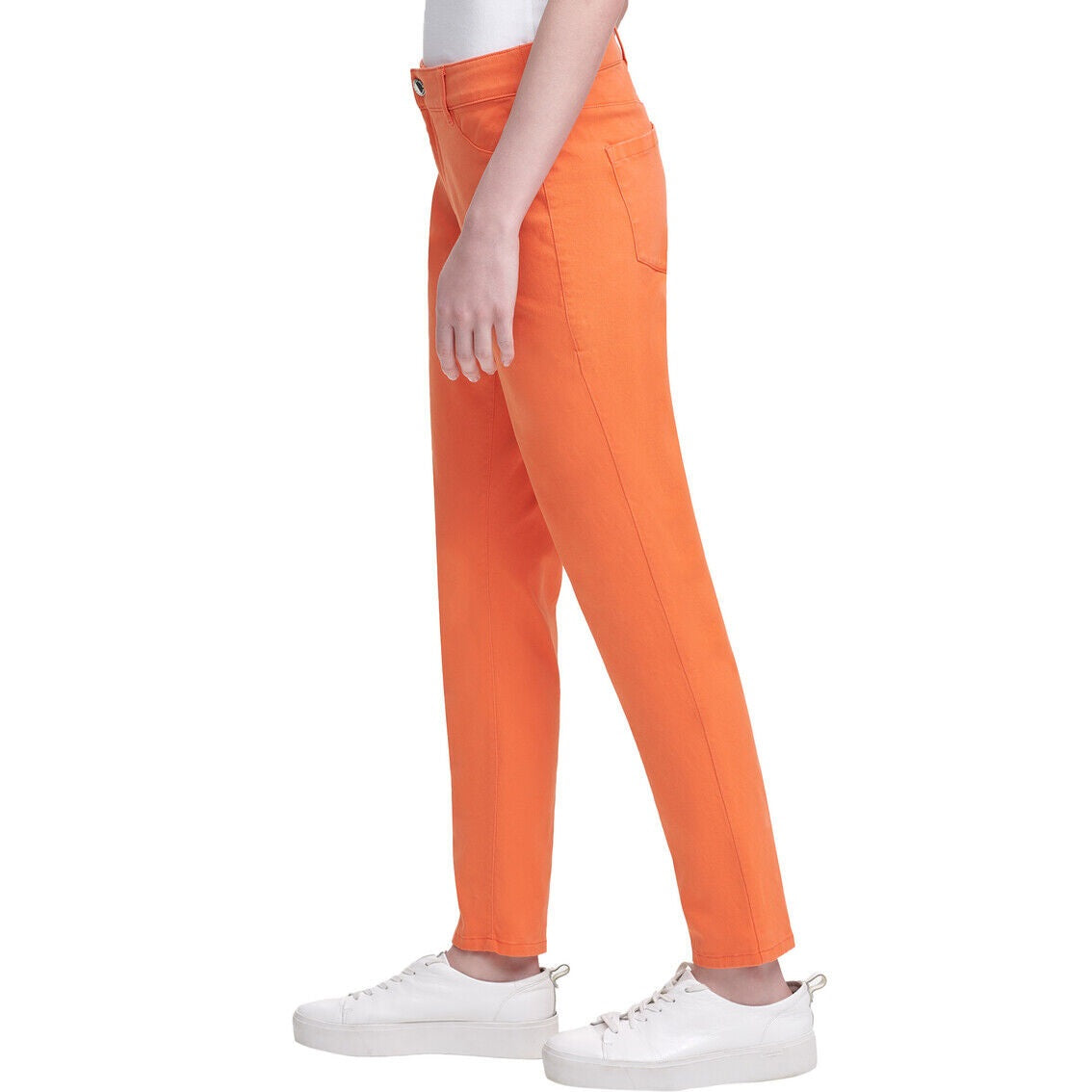 Calça Calvin Klein Feminina Sarja de Algodão Elástico Laranja Tamanho 4