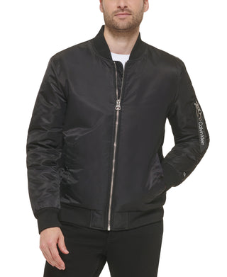 Calvin Klein Men's Classic Ma 1 Nylon Bomber Jacket Black Size Large