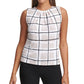 Blusa de malha Calvin Klein feminina com pregas e decote em V, branca, tamanho pequeno médio