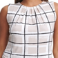 Blusa de malha Calvin Klein feminina com pregas e decote em V, branca, tamanho pequeno médio