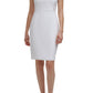 Vestido formal feminino Calvin Klein, justo, sem mangas, com zíper, gola alta, acima do joelho, branco, tamanho 12