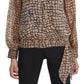 Blusa Calvin Klein Feminina Estampada Amarrada na Cintura, Marrom, Tamanho X-S