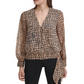 Blusa Calvin Klein Feminina Estampada Amarrada na Cintura, Marrom, Tamanho X-S