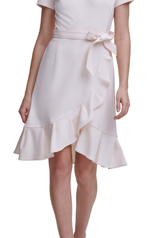 Calvin Klein Women's Ruffled Tulip Hem Crepe Dress Pink Size 14