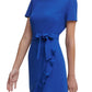 Vestido Calvin Klein Feminino em Crepe com Babados e Bainha Tulipa Azul Tamanho 16