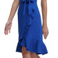 Vestido Calvin Klein Feminino em Crepe com Babados e Bainha Tulipa Azul Tamanho 16