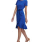 Vestido Calvin Klein Feminino em Crepe com Babados e Bainha Tulipa Azul Tamanho 16