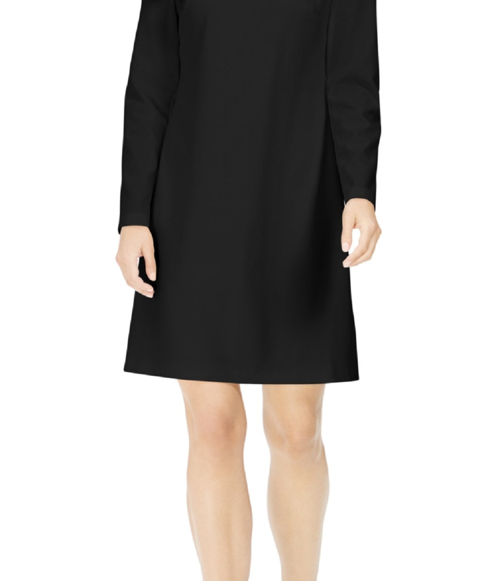 Vestido tubinho Calvin Klein feminino com decote em arco, preto, tamanho 16