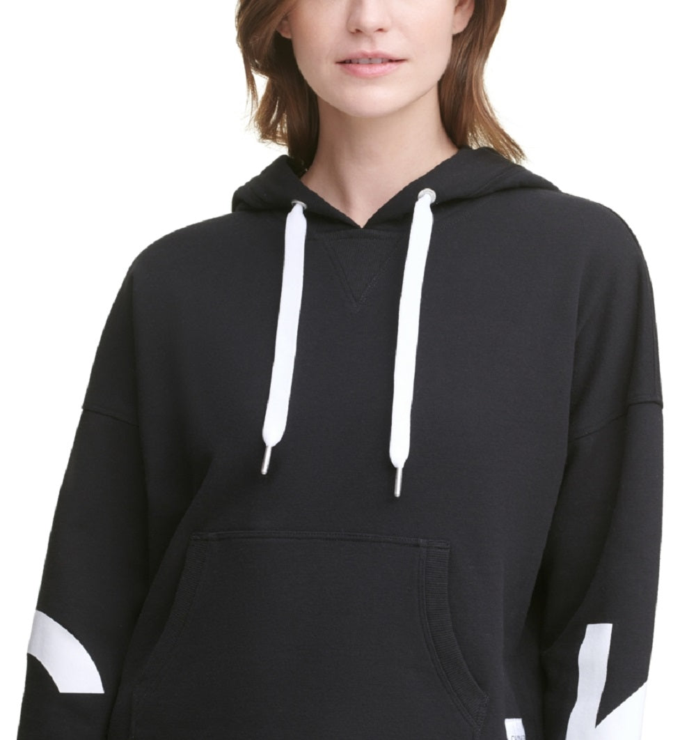 Calvin Klein Jumbo Logo Fleece Hoodie Feminino Preto Tamanho Médio