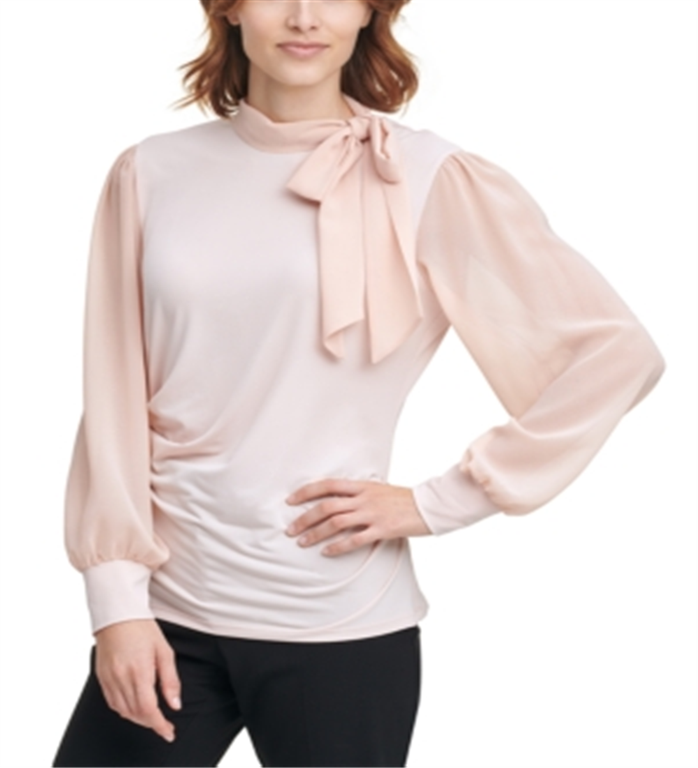 Blusa Calvin Klein com amarração lateral rosa tamanho P