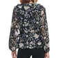 Blusa feminina Calvin Klein estampada com babados e estampa de babados, preta, tamanho X-S