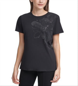 Camiseta Calvin Klein Floral Embelezada Preta Tamanho GG