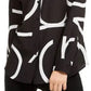 Blusa Calvin Klein Feminina Manga Longa com Logo e Botões Frontais Preta Tamanho Grande
