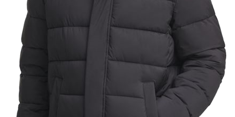 Jaqueta masculina Calvin Klein com capuz longo, preta, tamanho P