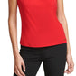 Blusa plissada sem mangas Calvin Klein feminina vermelha tamanho pequeno pequeno
