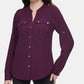 Blusa Calvin Klein Feminina Texturizada com Aba Rolada Roxa Tamanho Grande