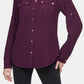 Blusa Calvin Klein Feminina Texturizada com Aba Rolada Roxa Tamanho Grande