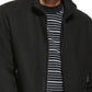 Jaqueta bomber de lã masculina Calvin Klein com acabamento em malha, preta, tamanho médio