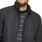 Jaqueta bomber de lã masculina Calvin Klein com acabamento em malha cinza, tamanho pequeno