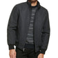 Jaqueta bomber de lã masculina Calvin Klein com acabamento em malha cinza, tamanho pequeno