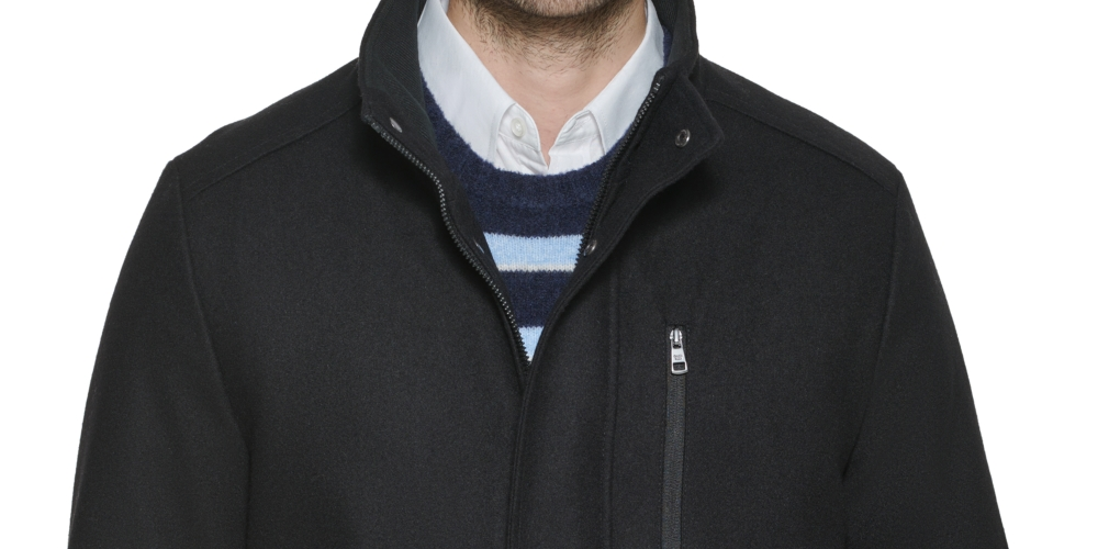 Sobretudo de lã clássico masculino Calvin Klein, preto, tamanho XL