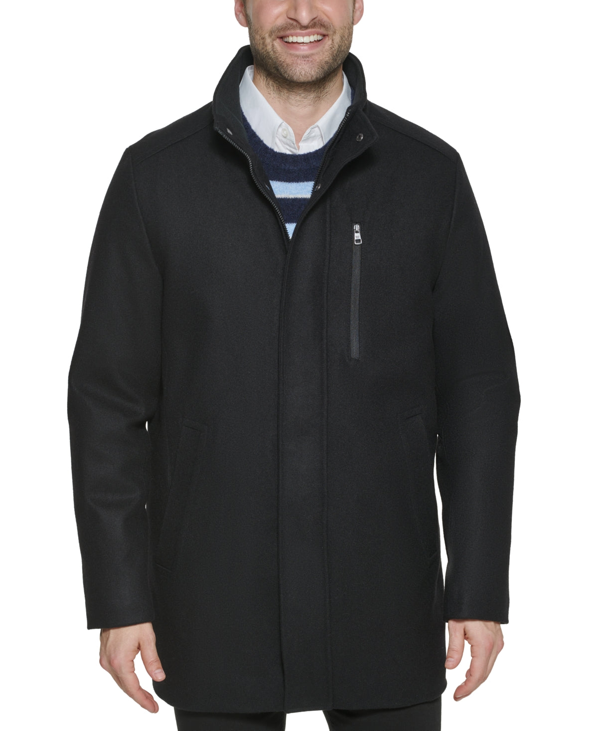 Sobretudo de lã clássico masculino Calvin Klein, preto, tamanho pequeno