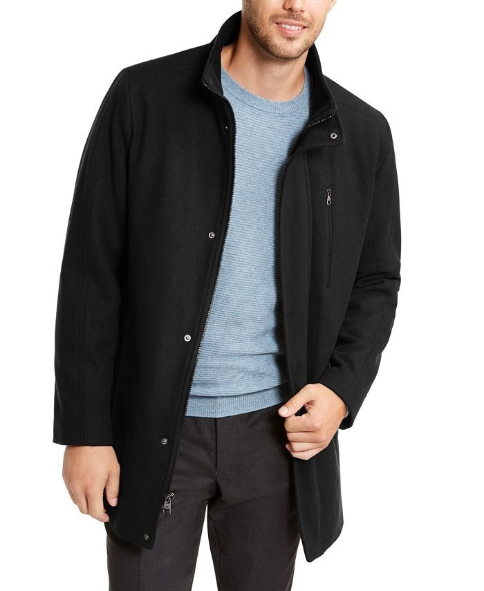 Sobretudo de lã clássico masculino Calvin Klein, preto, tamanho XL