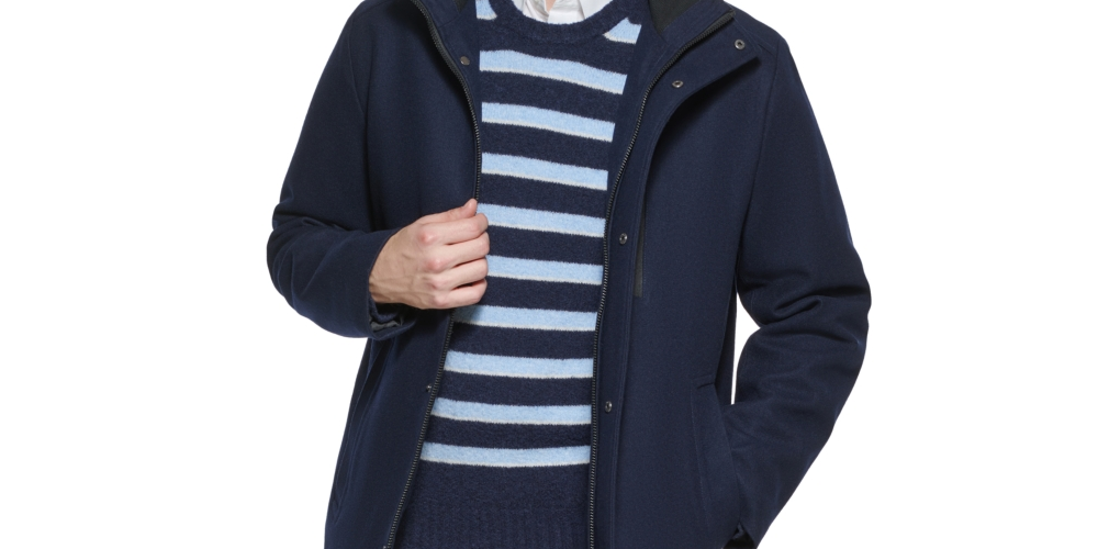 Sobretudo de lã clássico masculino Calvin Klein, preto, tamanho P