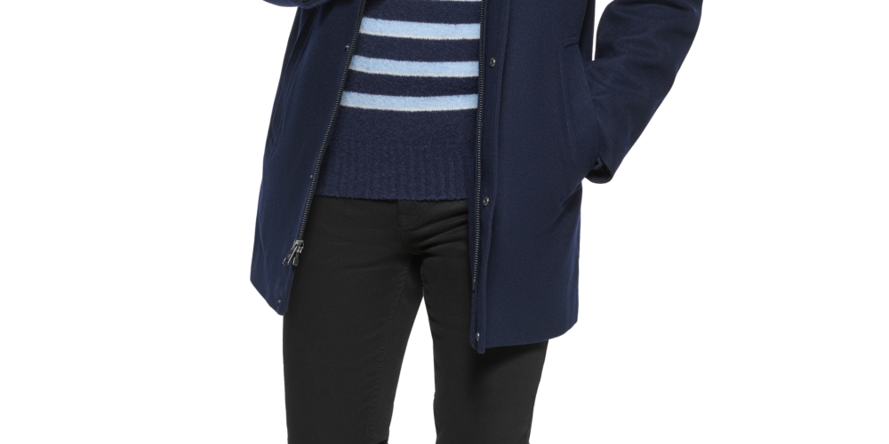 Sobretudo de lã clássico masculino Calvin Klein, preto, tamanho P