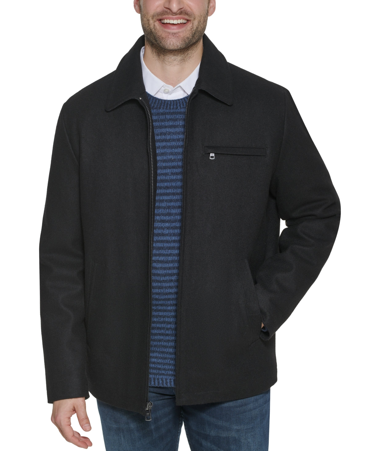 Jaqueta Calvin Klein Masculina de Lã Hipster Preta Tamanho Médio