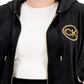 Calvin Klein Moletom com capuz feminino com zíper e logotipo de veludo, preto, tamanho 1X