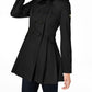 Calvin Klein Capa de chuva feminina resistente à água, com capuz e abotoamento duplo, preta, tamanho grande
