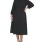Vestido midi feminino Calvin Klein com ombros bufantes, preto, tamanho 16W