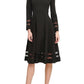 Vestido Calvin Klein Feminino Manga Longa Gola Redonda Gola Redonda Abaixo do Joelho Preto Tamanho 12